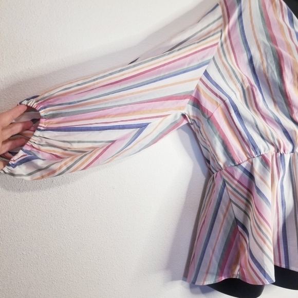 Lane Bryant stripes blouse with crossover front - Picture 2 of 7